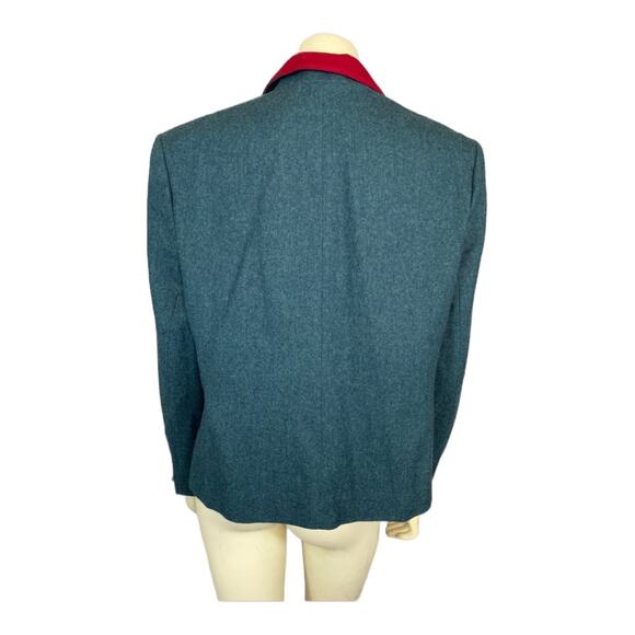Vintage Miss Pendleton 100% Virgin Wool Blazer W/ Red collar & lining size 16 - Picture 9 of 13